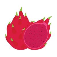 fetta di frutta drago rosso piatto illustrazione vettoriale di clipart di frutta disegnata a mano