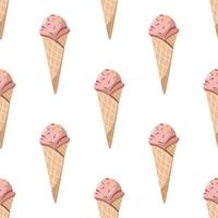 modello senza cuciture di gelato in un cono di cialda. illustrazione vettoriale