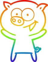 arcobaleno gradiente linea disegno allegro maiale cartone animato vettore