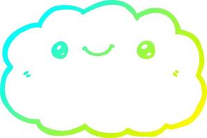 nuvola di cartoni animati di disegno a tratteggio a gradiente freddo vettore