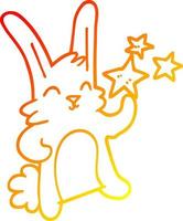 Coniglio felice del fumetto del disegno della linea a gradiente caldo vettore