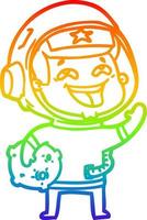arcobaleno gradiente linea disegno cartone animato che ride astronauta vettore