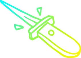 coltello da cartone animato con disegno a tratteggio a gradiente freddo vettore