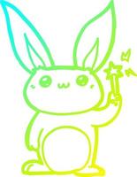 disegno a tratteggio a gradiente freddo coniglio simpatico cartone animato vettore