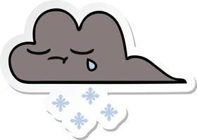 adesivo di un simpatico cartone animato nuvola di neve tempesta vettore