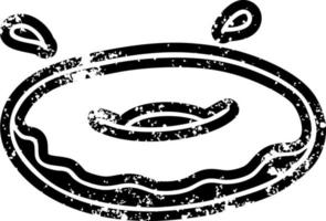 icona del grunge disegno di una ciambella ad anello ghiacciato vettore