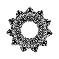 ornamento rotondo bianco nero mandala vintage per il design. Isolato su uno sfondo bianco. illustrazione vettoriale. vettore