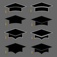 set di raccolta di mortaio o cappello di graduazione icona vettore. simbolo dell'istruzione vettore