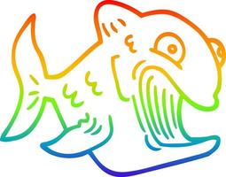 arcobaleno gradiente linea disegno divertente cartone animato pesce vettore