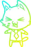 linea di gradiente freddo disegno gatto cartone animato che indossa la camicia sibilante vettore