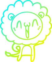 disegno a tratteggio a gradiente freddo leone cartone animato felice vettore