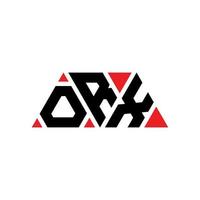 logo della lettera del triangolo orx con forma triangolare. monogramma di design del logo del triangolo orx. modello di logo vettoriale triangolo orx con colore rosso. logo triangolare orx logo semplice, elegante e lussuoso. orx