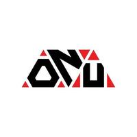 design del logo della lettera triangolare onu con forma triangolare. monogramma di design del logo del triangolo onu. modello di logo vettoriale triangolo onu con colore rosso. onu logo triangolare logo semplice, elegante e lussuoso. onu