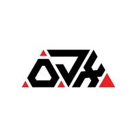 design del logo della lettera del triangolo ojx con forma triangolare. ojx triangolo logo design monogramma. modello di logo vettoriale triangolo ojx con colore rosso. ojx logo triangolare logo semplice, elegante e lussuoso. ojx