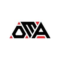 design del logo della lettera triangolo oma con forma triangolare. monogramma di design con logo triangolo oma. modello di logo vettoriale triangolo oma con colore rosso. logo triangolare oma logo semplice, elegante e lussuoso. oma