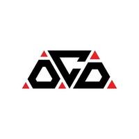 design del logo della lettera del triangolo ocd con forma triangolare. monogramma di design del logo del triangolo ocd. modello di logo vettoriale triangolo ocd con colore rosso. logo triangolare ocd logo semplice, elegante e lussuoso. oc