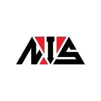 design del logo della lettera del triangolo nis con forma triangolare. nis triangolo logo design monogramma. modello di logo vettoriale triangolo nis con colore rosso. nis logo triangolare logo semplice, elegante e lussuoso. nis