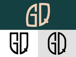 pacchetto di design del logo gq di lettere iniziali creative. vettore