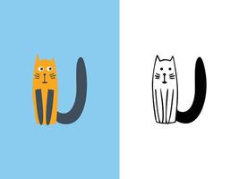disegni del logo della lettera u dei gatti carini. vettore