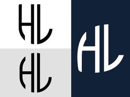 pacchetto di disegni di logo hl di lettere iniziali creative. vettore