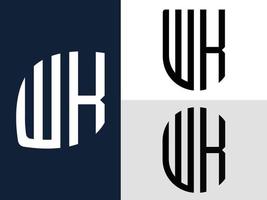 pacchetto di design del logo wk di lettere iniziali creative. vettore