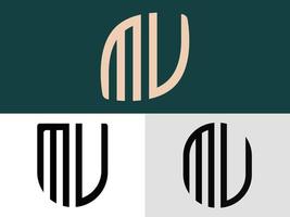 pacchetto creativo di lettere iniziali mu logo design. vettore