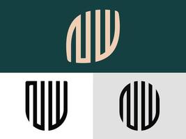 pacchetto creativo di lettere iniziali nw logo design. vettore