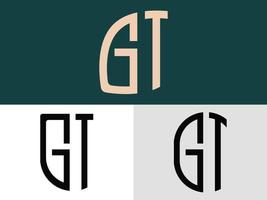 pacchetto di design del logo gt di lettere iniziali creative. vettore