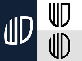pacchetto di design del logo wd di lettere iniziali creative. vettore