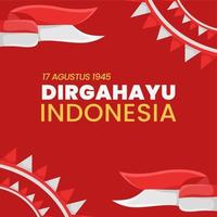 17 agosto. biglietto di auguri per la festa dell'indipendenza indonesiana. disegno grafico vettoriale