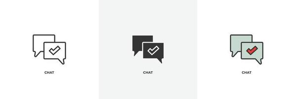 icona della chat. linea, versione colorata con contorno pieno e pieno, contorno e segno vettoriale riempito. simbolo dell'idea, illustrazione del logo. grafica vettoriale