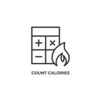 il segno di vettore del simbolo di conteggio delle calorie è isolato su uno sfondo bianco. colore dell'icona modificabile.