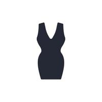 il segno vettoriale del simbolo del vestito è isolato su uno sfondo bianco. colore dell'icona del vestito modificabile.