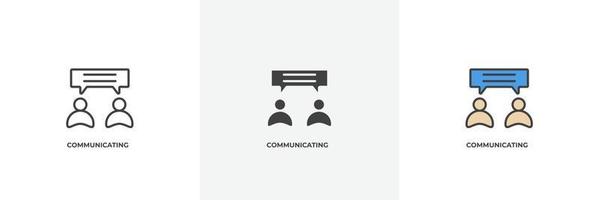 icona di comunicazione. linea, versione colorata con contorno pieno e pieno, contorno e segno vettoriale pieno. simbolo dell'idea, illustrazione del logo. grafica vettoriale