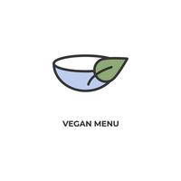 icona vettore menu vegano. illustrazione vettoriale colorato design piatto. grafica vettoriale