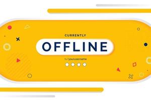 sfondo di banner di gioco in streaming moderno futuristico attualmente offline con forme gialle astratte. modello vettoriale di gioco offline.