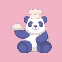 panda chef cartone animato logo icona illustrazione vettore