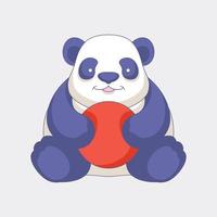 carino panda che abbraccia palla cartone animato illustrazione vettoriale