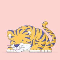 carino tigre cartone animato logo animale illustrazione vettoriale