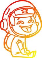 caldo gradiente di disegno cartone animato che ride astronauta vettore
