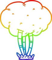 albero dei cartoni animati di disegno a tratteggio sfumato arcobaleno vettore