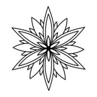 semplice forma di mandala floreale doodle per libro da colorare. contorno fiore modello isolato su sfondo bianco. bianco e nero. vettore