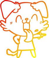 caldo gradiente disegno cartone animato cane ansimante in abito vettore