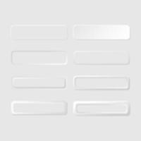 pulsanti web di vettore bianco rettangolo 3d. elementi dell'interfaccia utente realistici di ui ux. slider per siti Web, menu mobile, navigazione e app. neumorfismo stile minimalismo