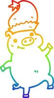 arcobaleno gradiente di disegno a tratteggio cartone animato felice natale maiale vettore