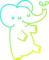 elefante danzante del fumetto di disegno a tratteggio a gradiente freddo vettore