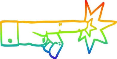 arcobaleno gradiente linea disegno cartone animato che punta la mano vettore