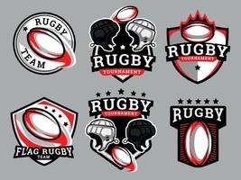 set di loghi ed emblemi di rugby vettore