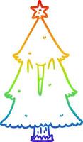 albero di natale con disegno a linee sfumate arcobaleno vettore