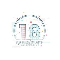 Celebrazione dell'anniversario di 16 anni, design moderno per 16 anni vettore